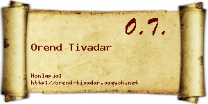 Orend Tivadar névjegykártya